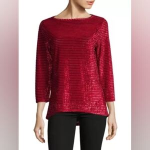 Jones New York Velvet Boat Neck Top